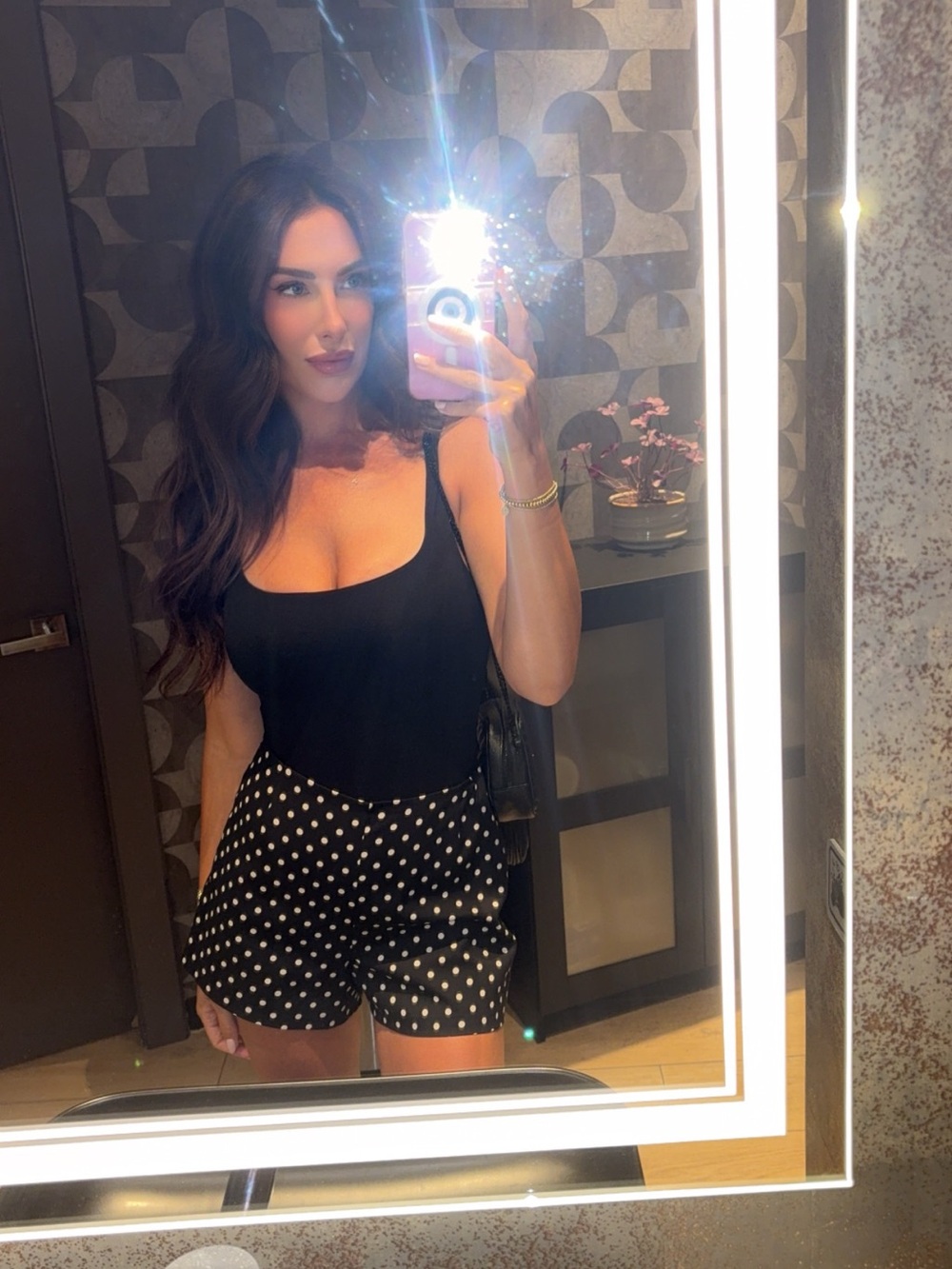 Zara Black High-Waist Polka Dot Shorts
